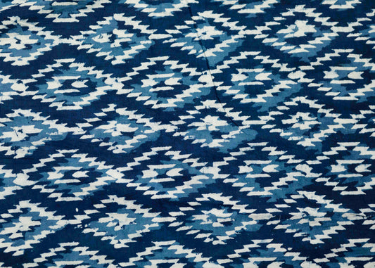 Cotton Indigo Fabric with Bright Diamond Print