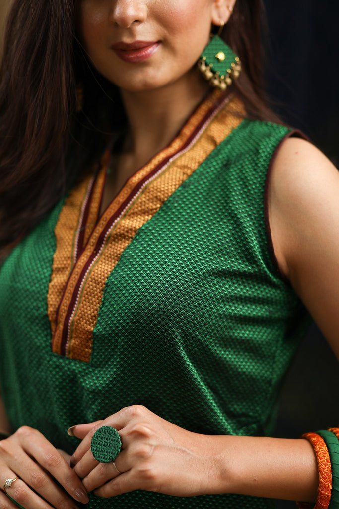 Exclusive Maharashtrian traditional green khun top