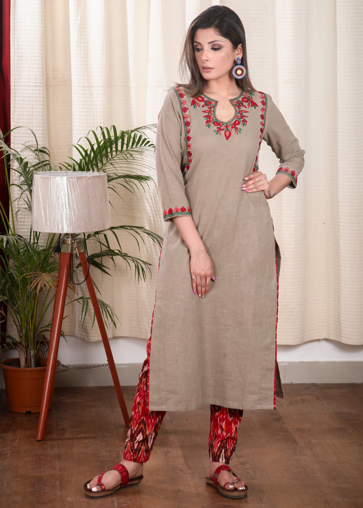 Floral Pattern Cotton Stitched Salwar set | YFT173