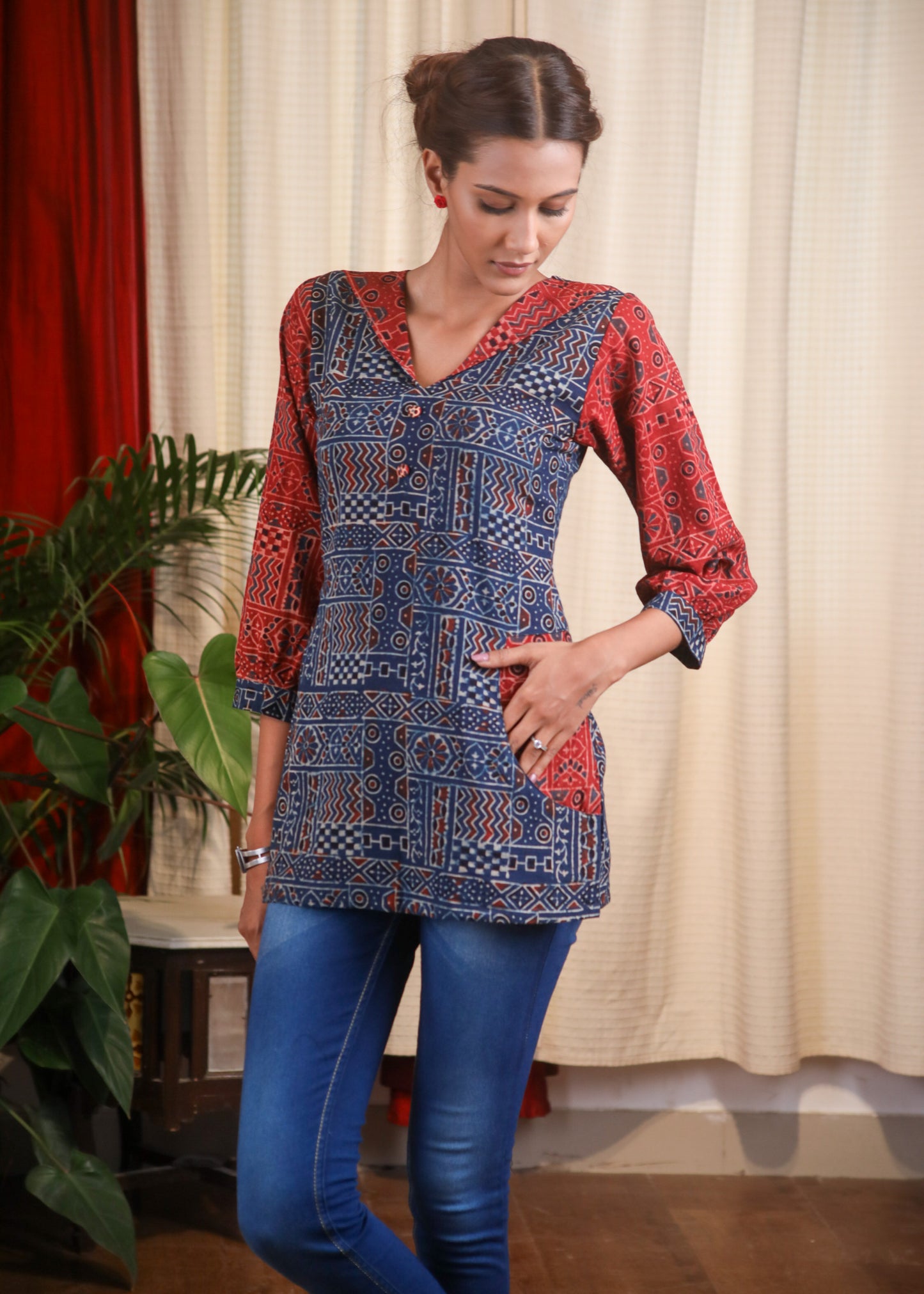 Unique Ajrak Print Combination Top