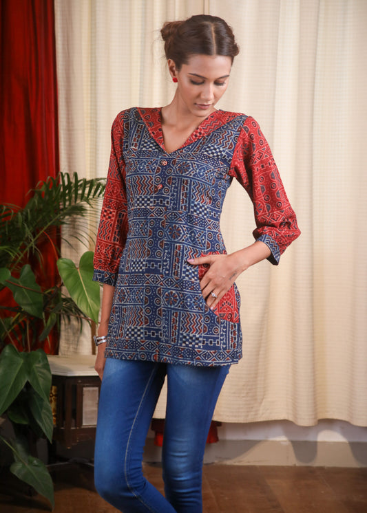 Unique Ajrak Print Combination Top