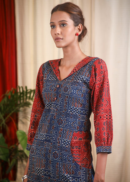 Unique Ajrak Print Combination Top