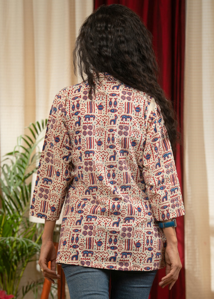 Exclusive Abstract Printed Ajrakh Cotton Jacket