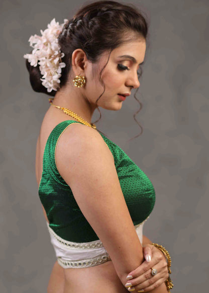 Classy Chanderi and Khun Combination Blouse with One Shoulder Strap
