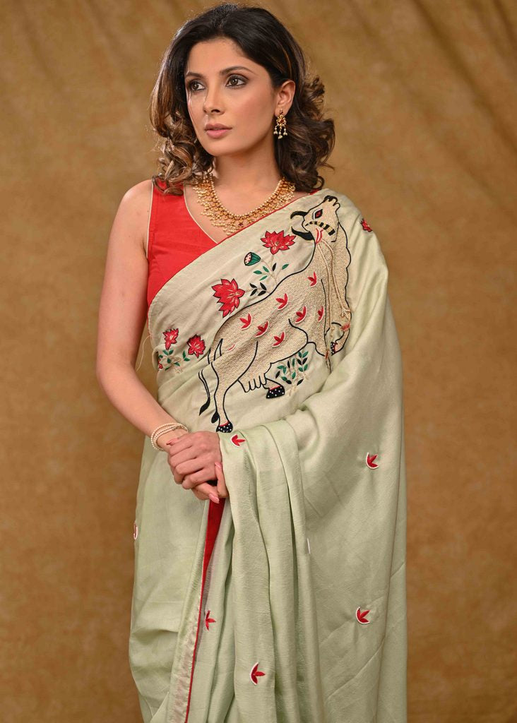 New Embroidery design saree White Saree – Dotsaree