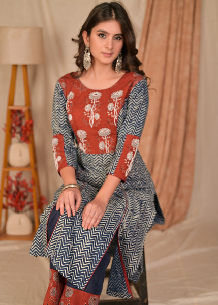 Beautiful cotton Fabric kurti with Pant and cotton mulmul duppatta - Noble  House Creations