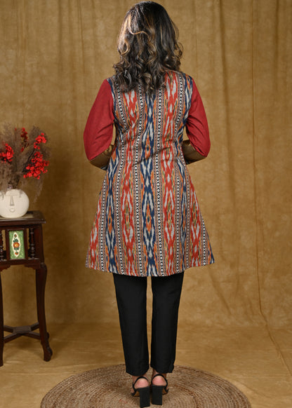 Trendy Multicolor Ikat Combination Tunic