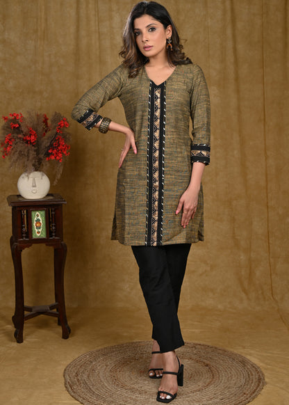 Classy Pure Cotton Straight Cut Tunic with Beautiful Hand Embroidery