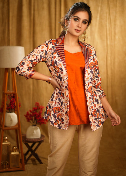 Smart Casual Floral Embroidered Jacket - Inner optional
