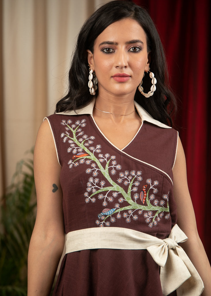 Cross over formal dress with gond painting