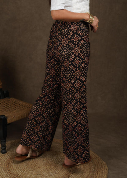 Beautiful Black Ajrakh wide leg palazzo pant