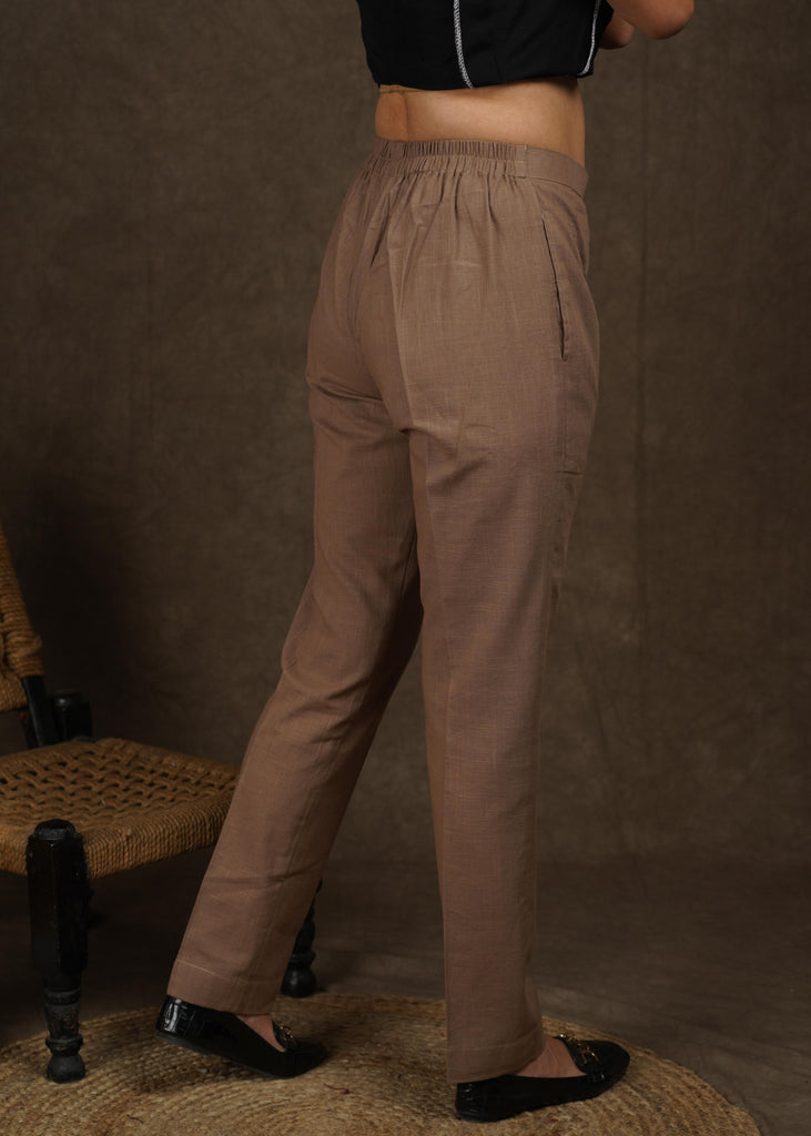 Classic beige full length narrow fitted formal pant  Sujatra