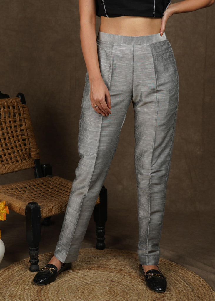 Buy Grey Solid Straight Pants Online  W for Woman