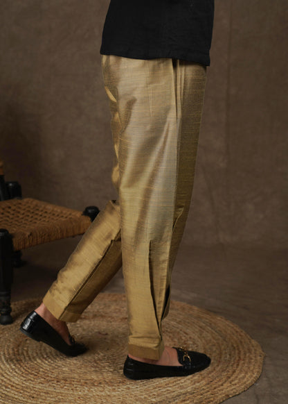 Classy tan cotton silk full length lantern pant