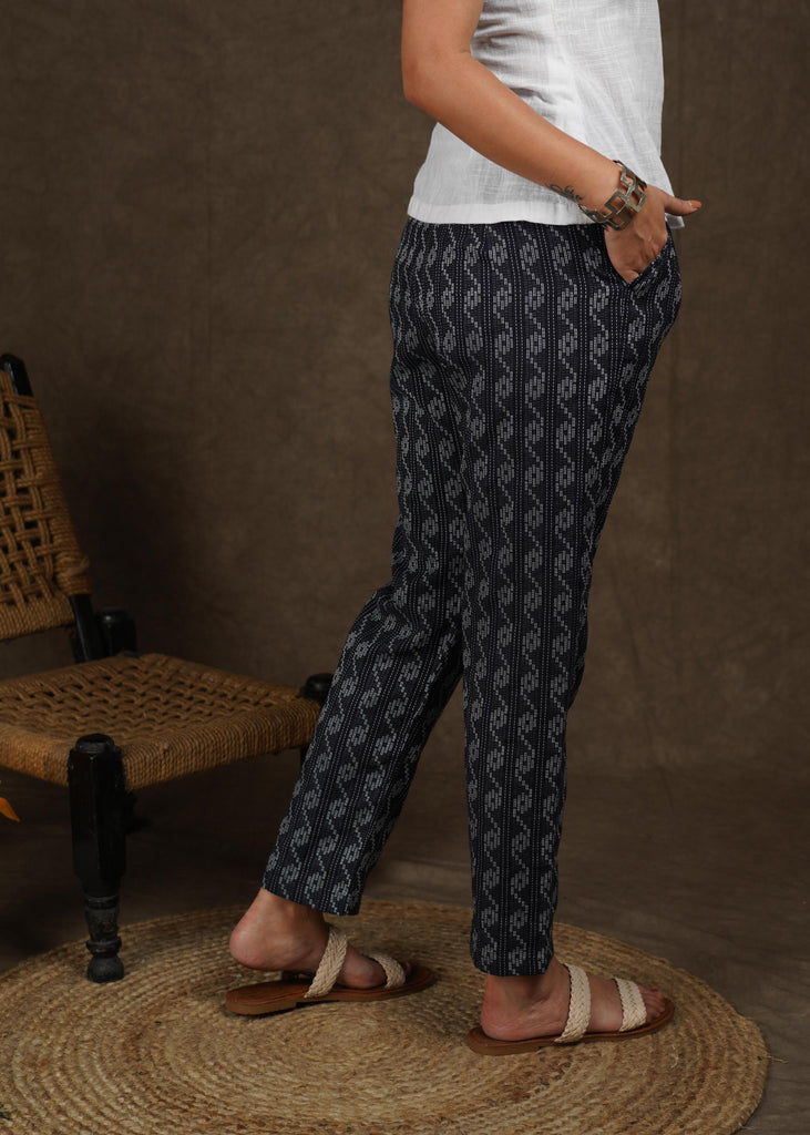 Trendy kantha print narrow fitted trouser