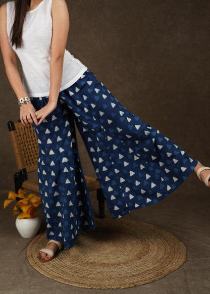 Classy indigo wide leg palazzo pant