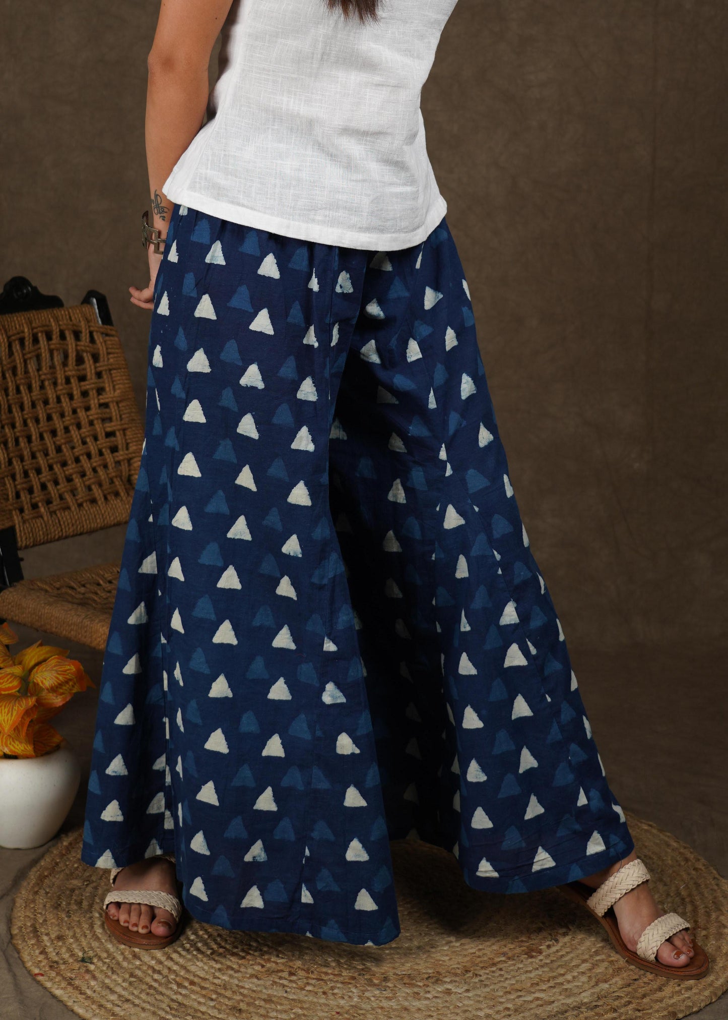 Classy indigo wide leg palazzo pant