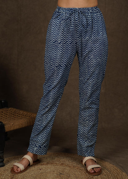 Smart casual striped indigo narrow fitted trouser