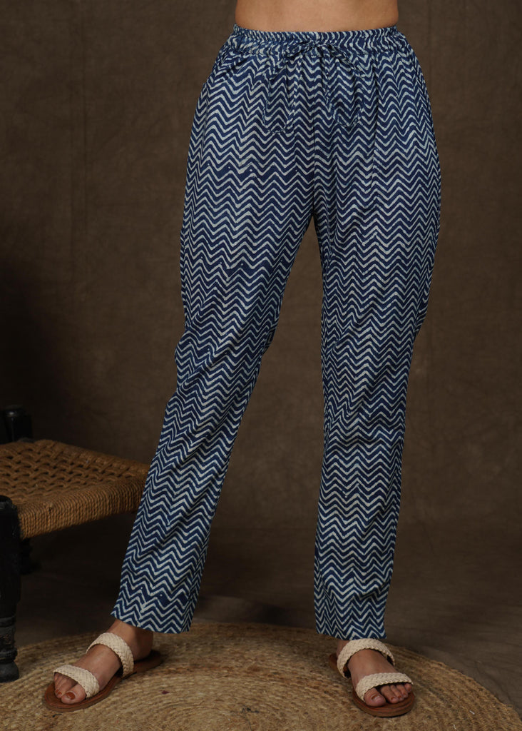Smart casual striped indigo narrow fitted trouser