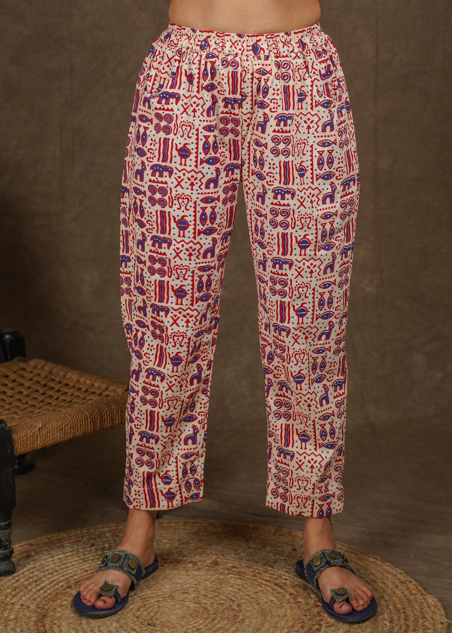 Smart casual animal print straight fit trouser