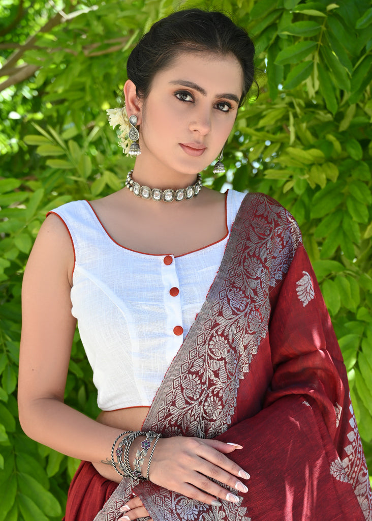 Standout White Sleeveless Blouse with Beautiful Fish Painting on the Back