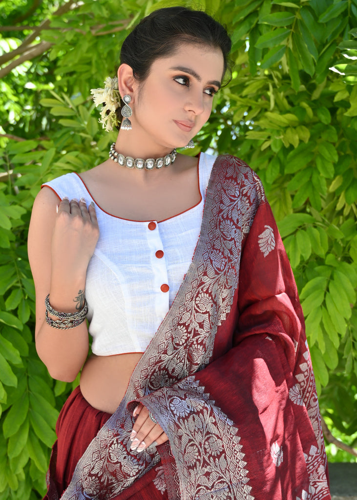 Standout White Sleeveless Blouse with Beautiful Fish Painting on the Back