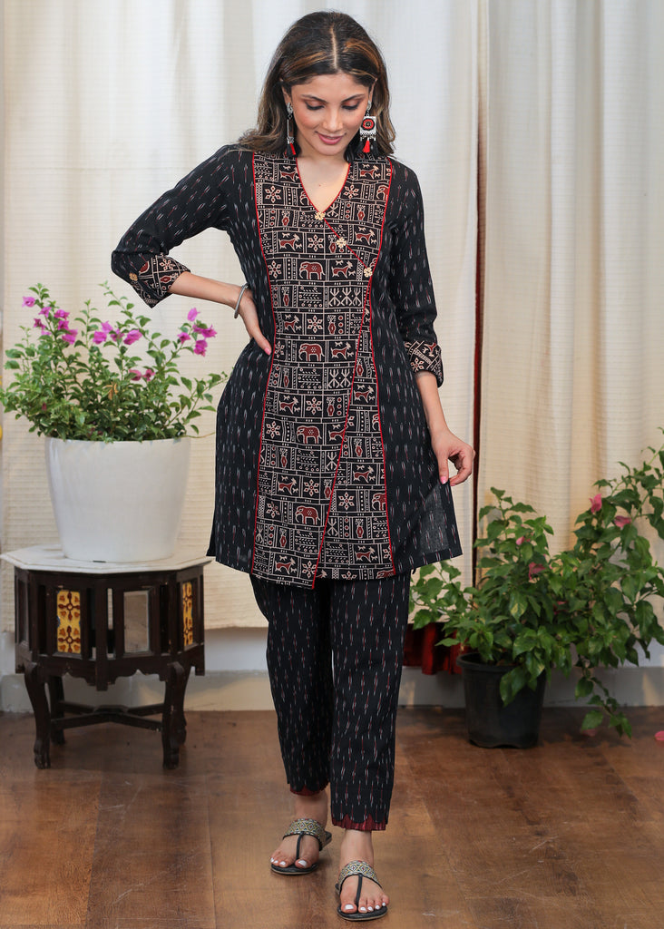 Elegant Cotton Ikat and Ajrakh Combination Tunic – Sujatra