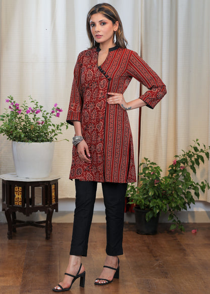 Elegant Cotton Ajrakh Combination Tunic