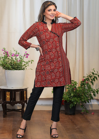 Elegant Cotton Ajrakh Combination Tunic