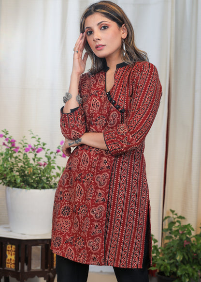 Elegant Cotton Ajrakh Combination Tunic