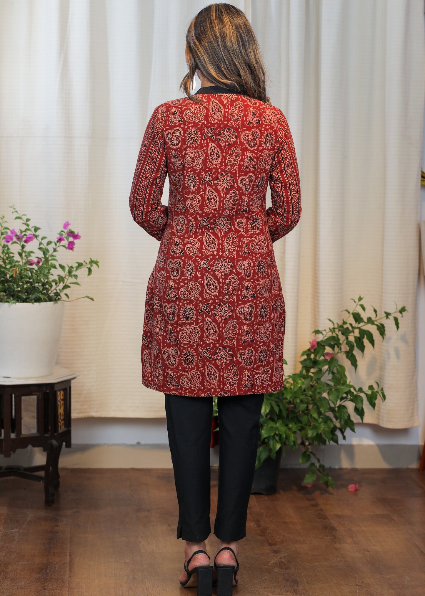 Elegant Cotton Ajrakh Combination Tunic