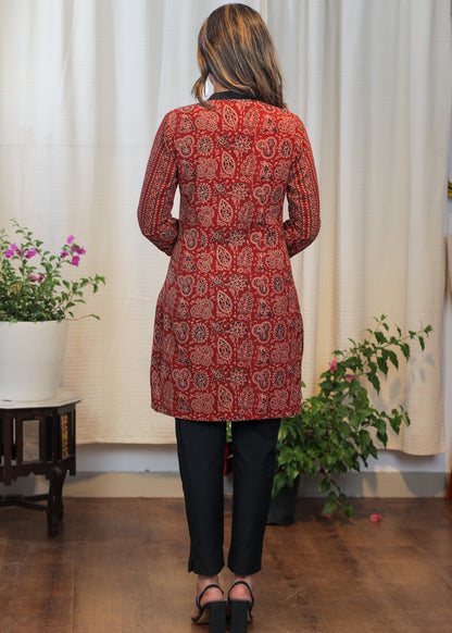 Elegant Cotton Ajrakh Combination Tunic