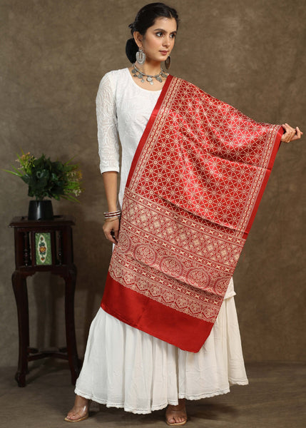 Exclusive red Ajrakh modal stole