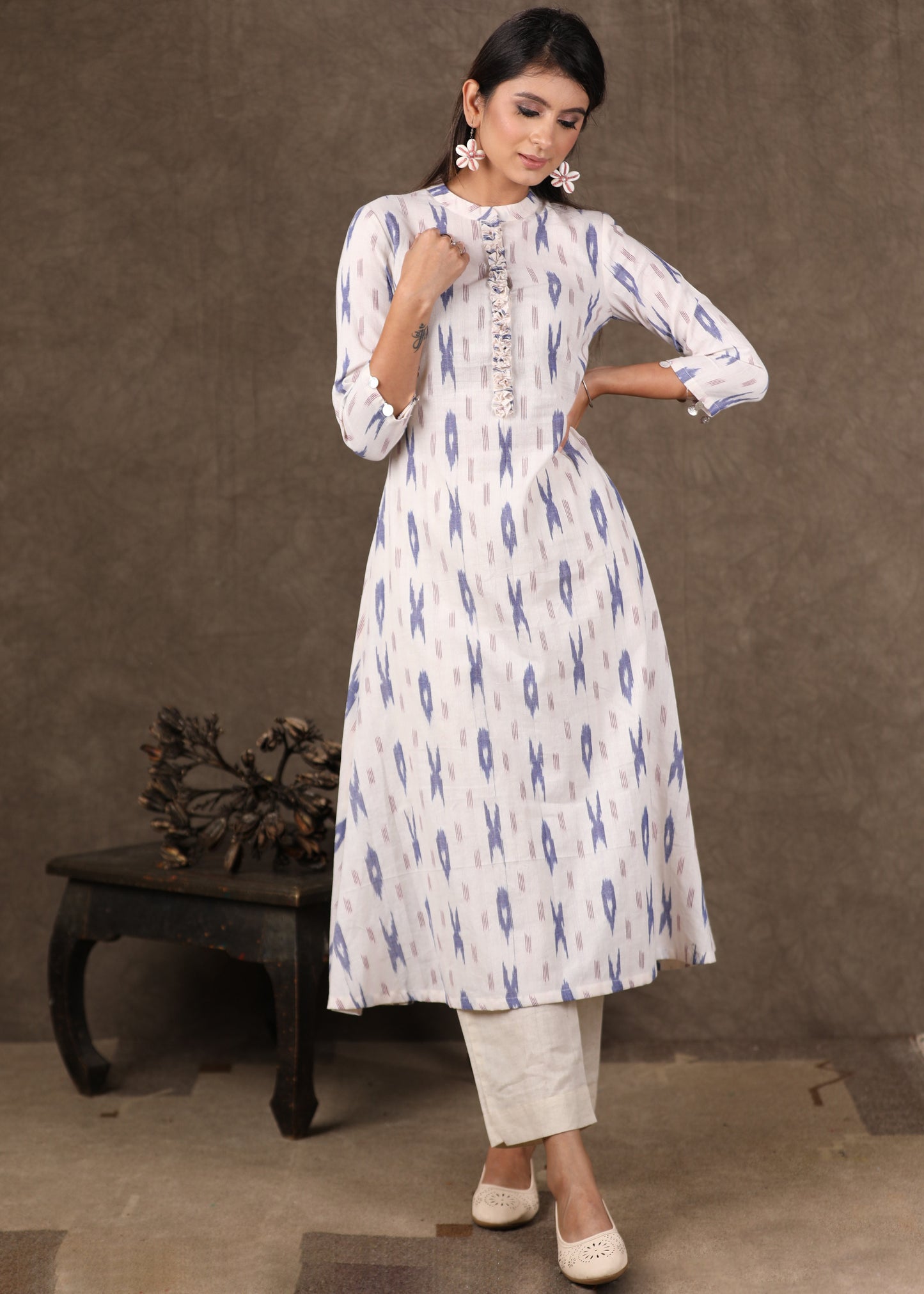 Classy Cotton Ikat A Line Kurta