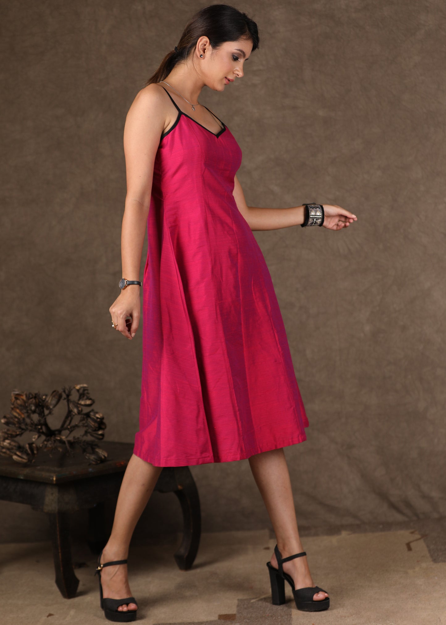 Bright magenta Inner dress - Georgette shrug optional