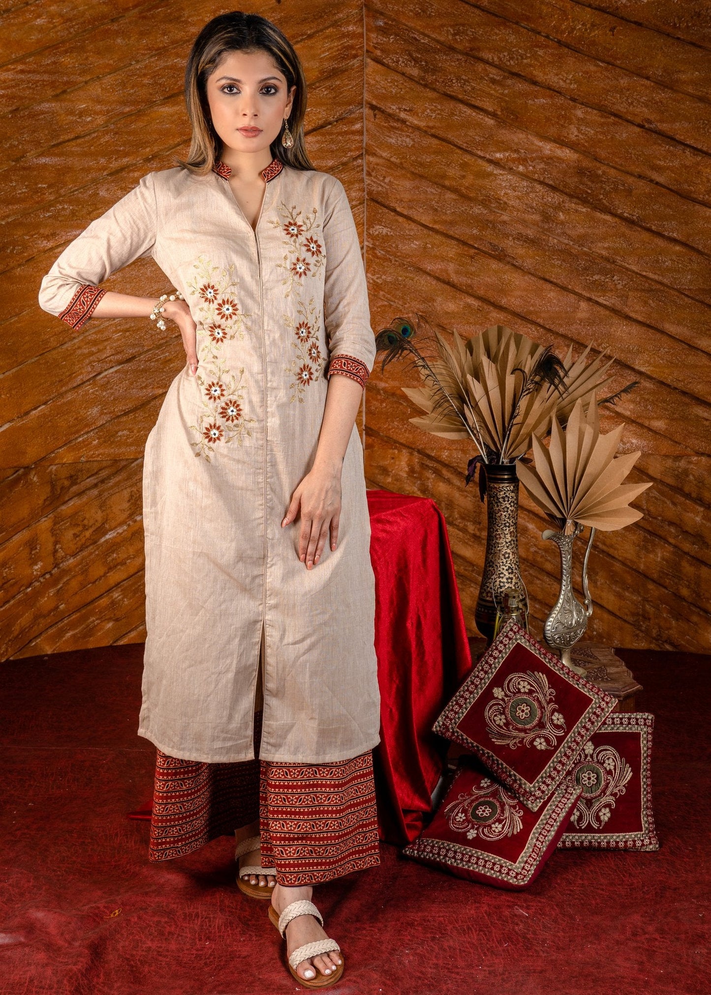 Exclusive embroidered cotton kurta