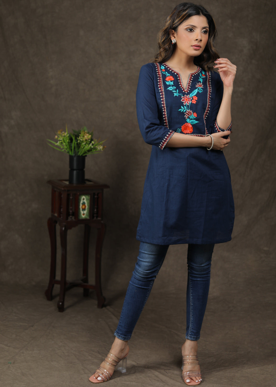 Pretty Cotton Tunic With Beautifully Embroidered Yoke
