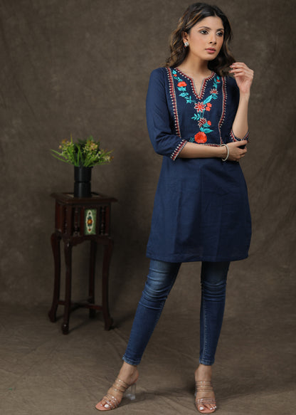Pretty Cotton Tunic With Beautifully Embroidered Yoke