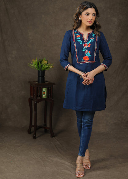 Pretty Cotton Tunic With Beautifully Embroidered Yoke