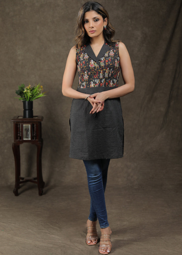 Trendy Cotton Kantha Embroidered Combination Tunic