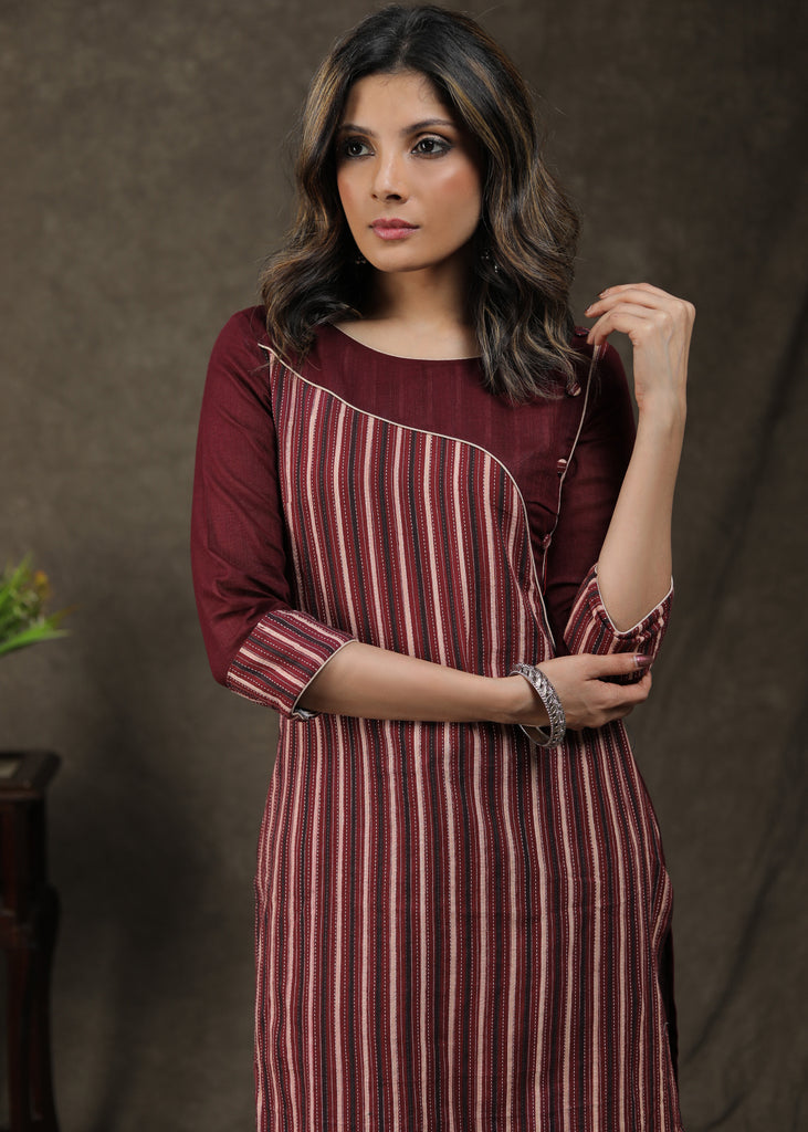 Trendy Cotton Ajrakh Tunic With Kantha Stitch