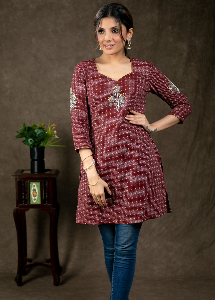 Kantha stitch kurti in cotton, Women's Fashion, Dresses & Sets, Traditional  & Ethnic wear on Carousell