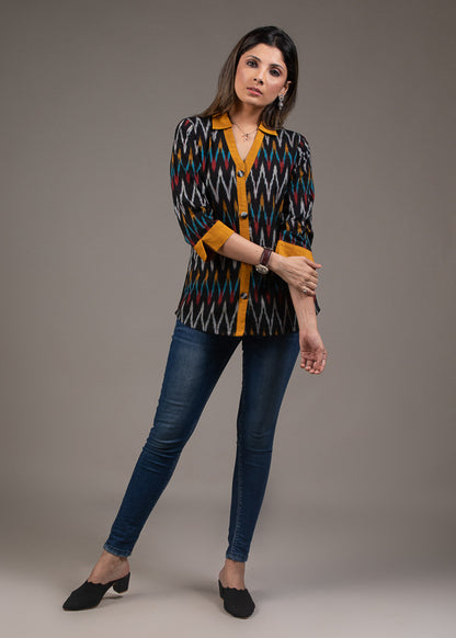 Multicolor Ikat cotton shirt top