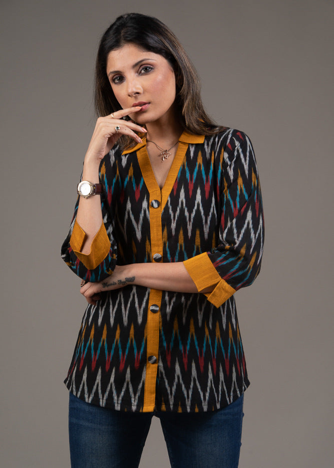Multicolor Ikat cotton shirt top