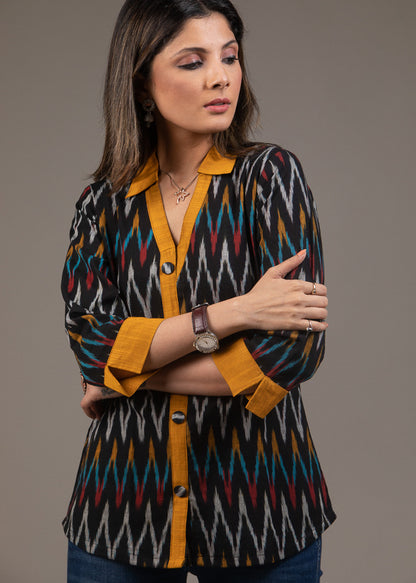 Multicolor Ikat cotton shirt top