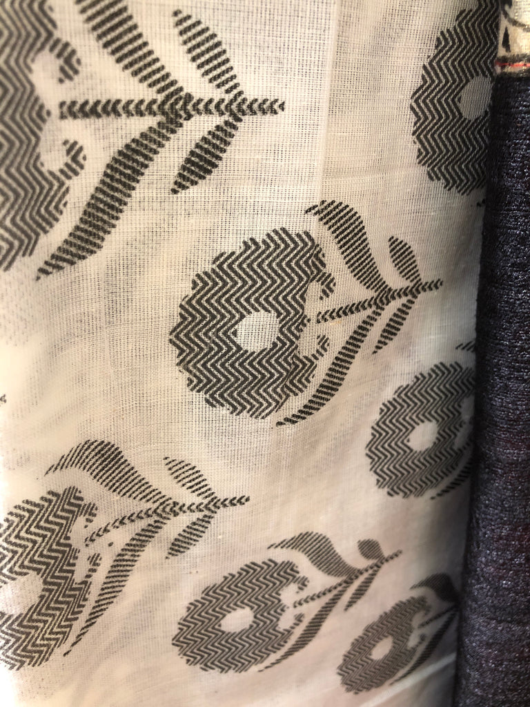 Exclusive cotton printed saree with contrast piping - Sujatra
