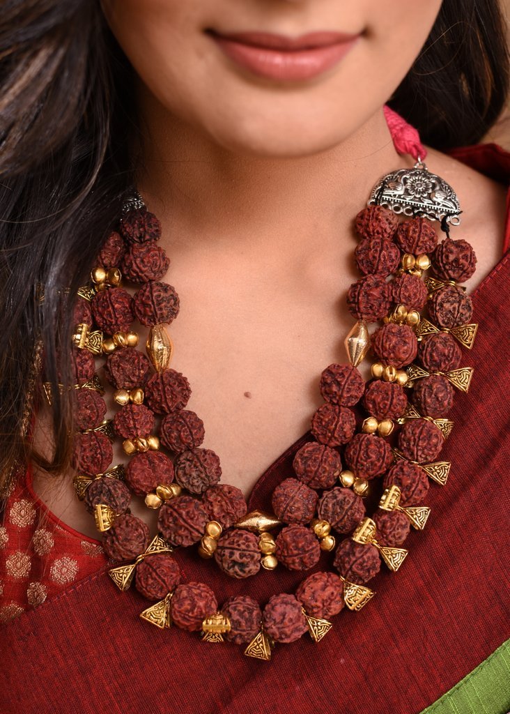 Exclusive multilayered rudraksh necklace